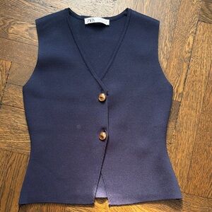 Zara Midnight Blue Sleeveless Vest